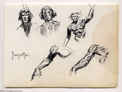 Frank Frazetta - Original Sketch Studies of a Figure’s Head and Arm (undated). This figure looks a bit like - | Heritage