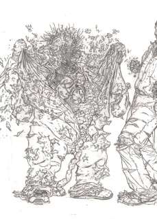 Geof Darrow – Frank Miller – Hard Boiled double splash – Pencils – Image size 16.5 x13 Inches