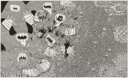 Stanislas MOUSSE (né... - Lot 171 - Longue vie - Les géants Encre de Chine sur papier. 38,5x63,5...