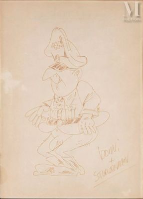 Bonvi (Franco Bonvicini, 1941 - 1995) Sturmtruppen Sketch Dalla Collezione Di Patricia Martinelli Sceneggiatrice E Direttrice Di Diabolik Dal 1992 Al 2001, Sketch Anni 70 Su Foglio Della Trattoria La Pergola Genova, Che Porta I Segni Del Tempo Con Carta I | Lot 300 - Sturmtruppen | Millon