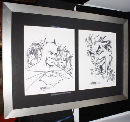 George Perez | Batman & Joker 2Pc Signed Commissions in Frame - 2016 | Anthony’s Comic Book Art