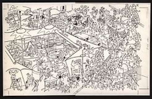 Goux, Christian - Dessin original + Mise en couleur pour une scène de cirque parue dans un journal pour la jeunesse - [années 80] 