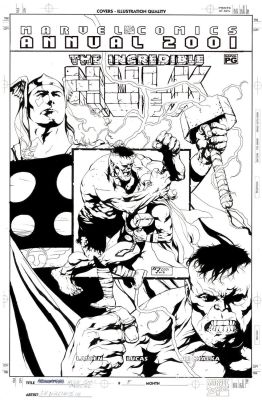 Williams, JH III - Hulk Annual 2001 #1 Cover, Hulk Vs Thor Double Image | Cool Lines Art