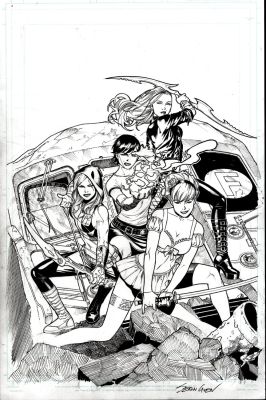 Sean Chen | Grimm Fairy Tales Apocalypse #1 Cover (The 4 Sexy Fairy Tale Beauties All with Weapons & Ready For Battle!) 2016 | Romitaman