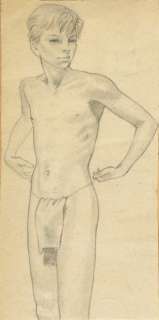 Joubert, Pierre (191... | Jeune garçon au pagne. Mine de plomb sur feuille marouflée... | Coutau Bégarie