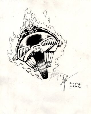 John Byrne Bob Layton | Ghost Rider Pinup (Signed By Both Artists in 1976!) | Romitaman