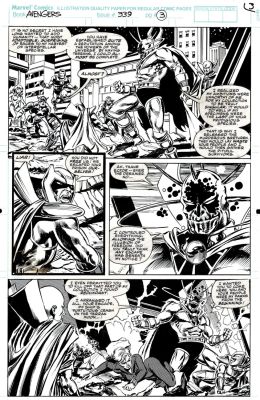 Steve Epting, Tom Palmer - Avengers #339 P 3 (Captain America, Black Widow, Rage, Iron Man, Crystal, Thane Ector, & the Watcher Battle the Collector!) 1991