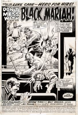 Graham, Billy / George Tuska - Luke Cage, Hero For Hire #5 Pg 1 Splash, Power-Man Vs Black Mariah - First Appearance 1973 | Cool Lines Art