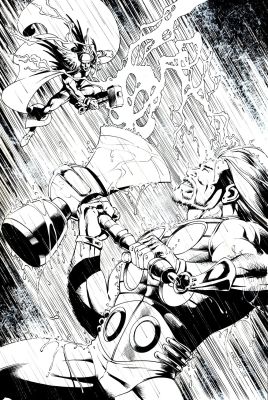 Paul Neary | Thor Vs Thor Pinup (Awesome Detail! Not Sure If Published?) 2006 | Romitaman