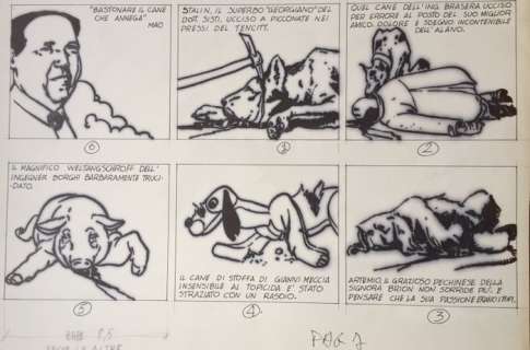 Liberatore, Tanino - original plate "Bastonare il cane che annega" | Catawiki