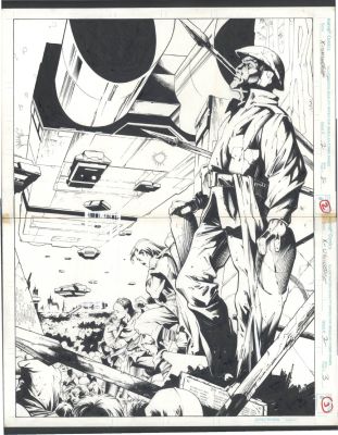 Carlos Pacheco Cam Smith | Superb Pacheco X-Universe # 2 Double Page Splash - Conquered People Gather At a War Memorial Issue X-Universe # 2 Page Dps | Koch Comic Art