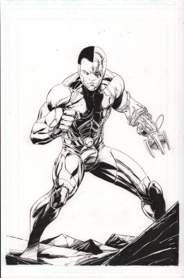 Marat Mychaels | Cyborg Full Figure Pinup Art - Signed | Anthony’s Comic Book Art