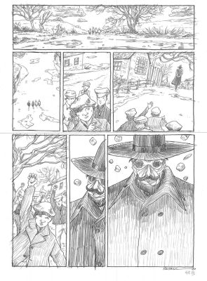 Pontarolo Frédéric | Planche Originale 43 de L’homme invisible crayon sur papier | Galerie Napoléon