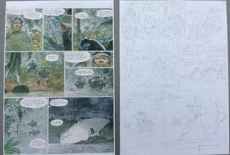 Hermann - Planche esquisse originale - Bernard Prince T.18 - Menace sur le Fleuve - (2010) | Catawiki