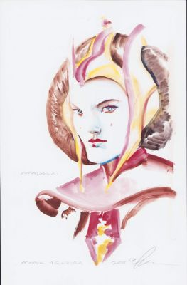 Mark Texeira | Queen Padme Amidala - Watercolor Sketch Art - Signed 2016 | Anthony’s Comic Book Art