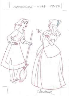 Cardona, Josep Maria - Original Production Drawing - Cinderella & Stepsister Anastasia | Catawiki