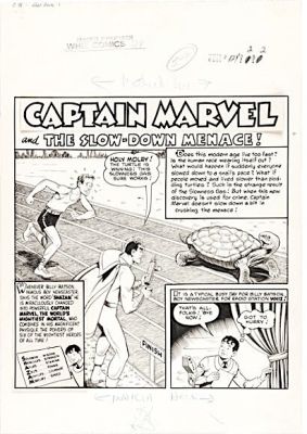 Kurt Schaffenberger | Shaffenberger, Kurt / Cc Beck Studios - Whiz Comics #124 Splash Pg 1, Captain Marvel Shazam Fawcett, 1950 | Cool Lines Art