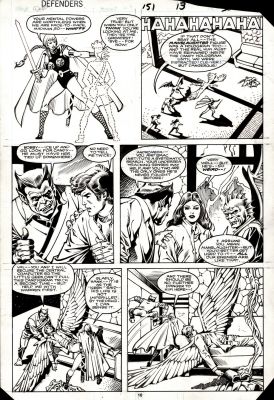 Dell Barras, Don Perlin | Defenders #151 P 10 (Angel, Beast, Gargoyle, Iceman, Valkyrie Battle Manslaughter!) 1985 | Romitaman