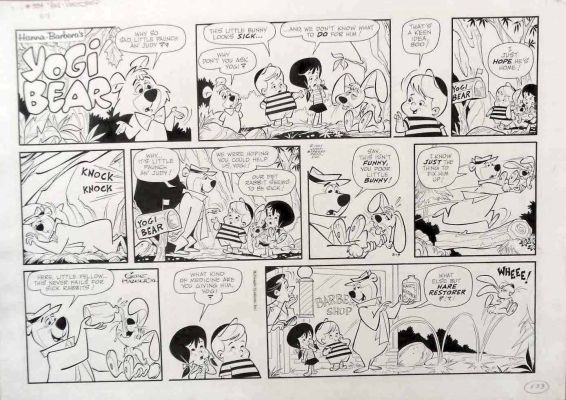 Hazelton, Gene - Yogi Bear Sunday Yogi Helps Bunny 3/19 1967 Large-Size | Cool Lines Art