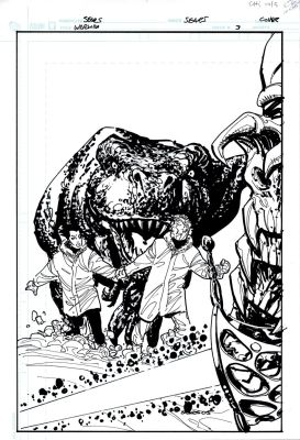 Bart Sears | Warlord #3 Cover (Terry & Alexa Chased By Giant Tyrannosaurus Rex!) 2006 | Romitaman