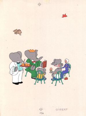Gibert Jean-Claude | Celluloide original pages 18-19 de BABAR | Galerie Napoléon