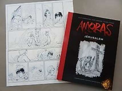 Cambré, Charel - Originele pagina (p.43) - Amoras 2 - Jérusalem + Luxe album - Gesigneerde grootformaat hc met linnen rug -  (2013) 