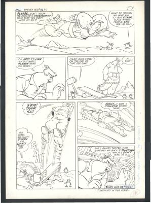 Warren Kremer | Kremer Stumbo the Giant - Large Art - Elves Catapult Stumbo Through the Air Issue Harvey Hits # 88 Page 5 | Koch Comic Art