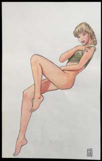 Manara, Milo - Dessin original  en couleurs directes - Jeune femme sensuelle | Catawiki