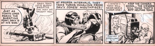 Al McWilliams | Davy Jones Daily Strip 2/7/1963 - Free Diving Emergency - Signed | Anthony’s Comic Book Art
