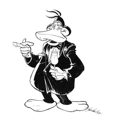 Sokal Benoît | illustration originale de CANARDO en smoking | Galerie Napoléon