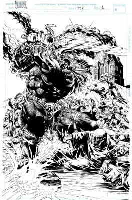 Mike Deodato | Thor #498 P 1 Splash (Awesome Battle Scene!) 1996 | Romitaman
