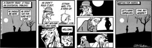 Trudeau, Garry | Garry Trudeau "Waiting for Mario" Doonesbury Daily 11-30-1987 Comic Strip NFT Digital Art Print Original Art #1/1 ... | Heritage