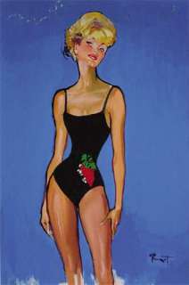 Pierre-Laurent BRENOT - Jeune femme au maillot de bain noir. Gouache& | Tessier Sarrou