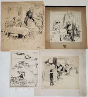 Vintroux Demar Bert Green McDouglas Original Ink Drawings Political Comic Newspaper Illustration Car | Hess Fine Auctions