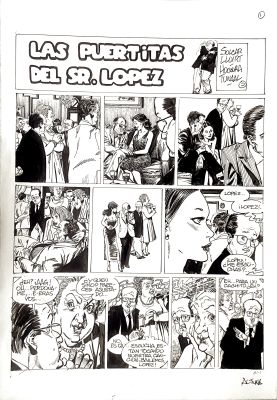 Horacio Altuna | Original page for "Las puertitas del Sr. Lopez". Cm. 25x36. Ink. Signed. Mint. Code 2059. | Segni e Disegni