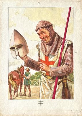 Adolfo Magrini | Original illustration for "Il prode Anselmo". Cm. 28,5x39. Gouache on board. Code 2133. | Segni e Disegni