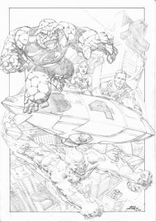 Rags Morales | The Fantastic Four Full Team W/ Fantasticar Splash Illustration By Rags Morales | ComicArtFans Classifieds
