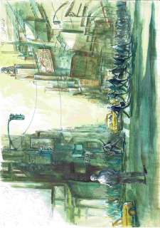 Vincent Gravé | Loin Du Mythe, Illustration 66 Texte Charlélie Couture Éditions Carabas, 2007 Aquarelle et collage 42 x 29,7 cm, signé | JML Arts