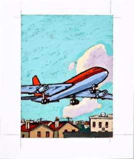 GÖTTING, JEAN CLAUDE... - Lot 336 - L‘AVION. Illustration pour le Nouvel Observateur Acrylique...