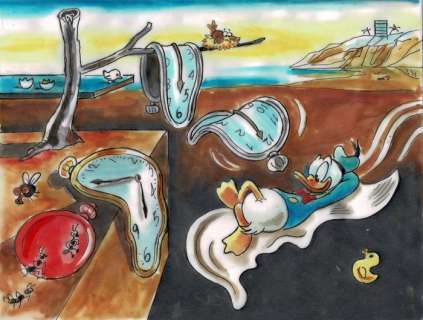 Donald Duck inspired by Dali’s Melting Clocks - Original Drawing - Tony Fernandez - EO | Catawiki