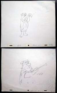 The Flintstones FRED - 2 animation drawings - - - (1960/1998) | Catawiki
