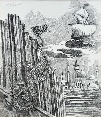 Murray Tinkelman | Dragon, H.P. Lovecraft Dream Quest of Unknown Kadath Original Art For Sale | ComicArtFans Classifieds