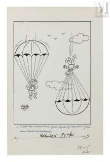 Dubois, Claude (1934... | Parachutisme - Dessin original humoristique paru dans... | Maison Good