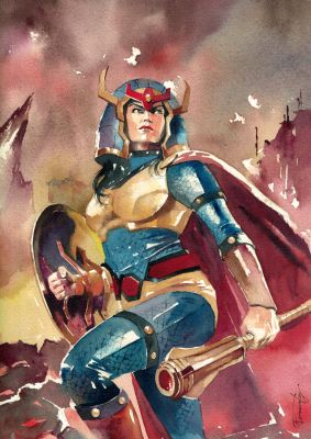 Denny Fernandez | Big Barda Watercolor Illustration | Raremarq (Buy It Now)