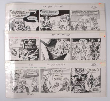 Lot 211 - Mike Collins 2000 AD Judge Dredd: Hot Rocks Daily Serial Inked Panels #1153, #1154 & #1161 | Stanley Gibbons Baldwin’s