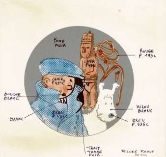 Tintin - Studios Hergé - Dessin Ã  l’encre de chine avec son calque - (1990) | Catawiki