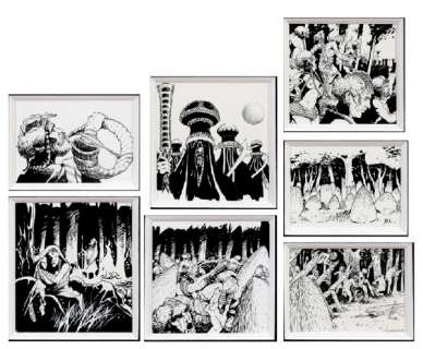 Bourgeon - Ensemble de 7 illustrations Ã  l‘encre de Chine pu…