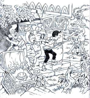 Suske en Wiske - Originele recreation-cover - Suske en Wiske 97 - De junglebloem  - Page volante (2010) | Catawiki