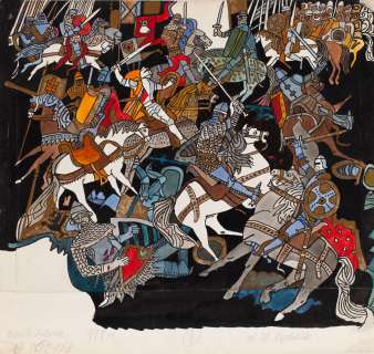 Zbigniew Rychlicki (1922 - 1989) | Zbigniew Rychlicki | "O Królu Arturze i Rycerzach Okrągłego Stołu", projekt ilustracji, 1978 | Desa Unicum