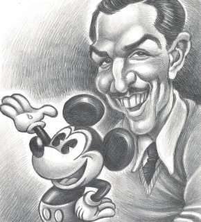 Walt Disney and Mickey Mouse - Original Drawing - Joan Vizcarra  - Art de crayon | Catawiki